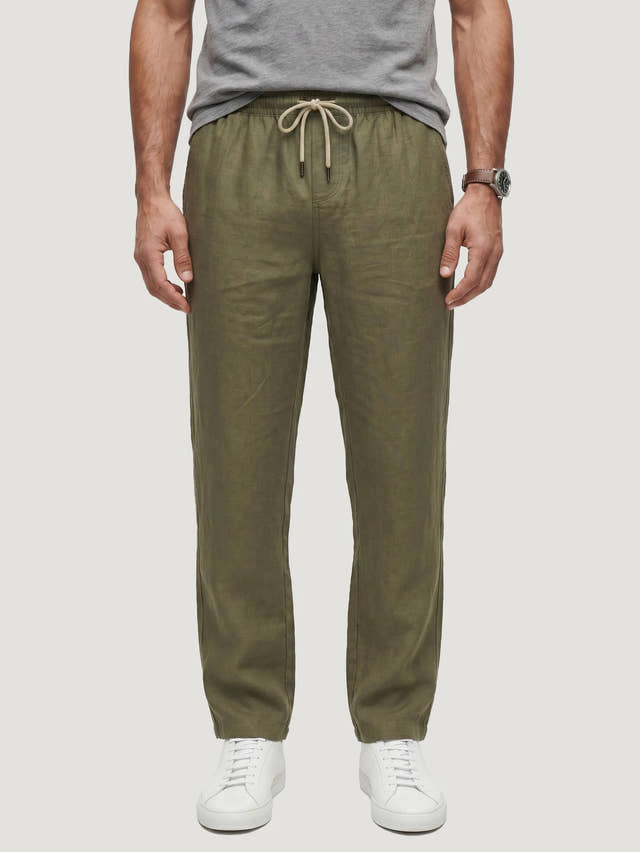 Pantaloni con coulisse in 100% lino europeo