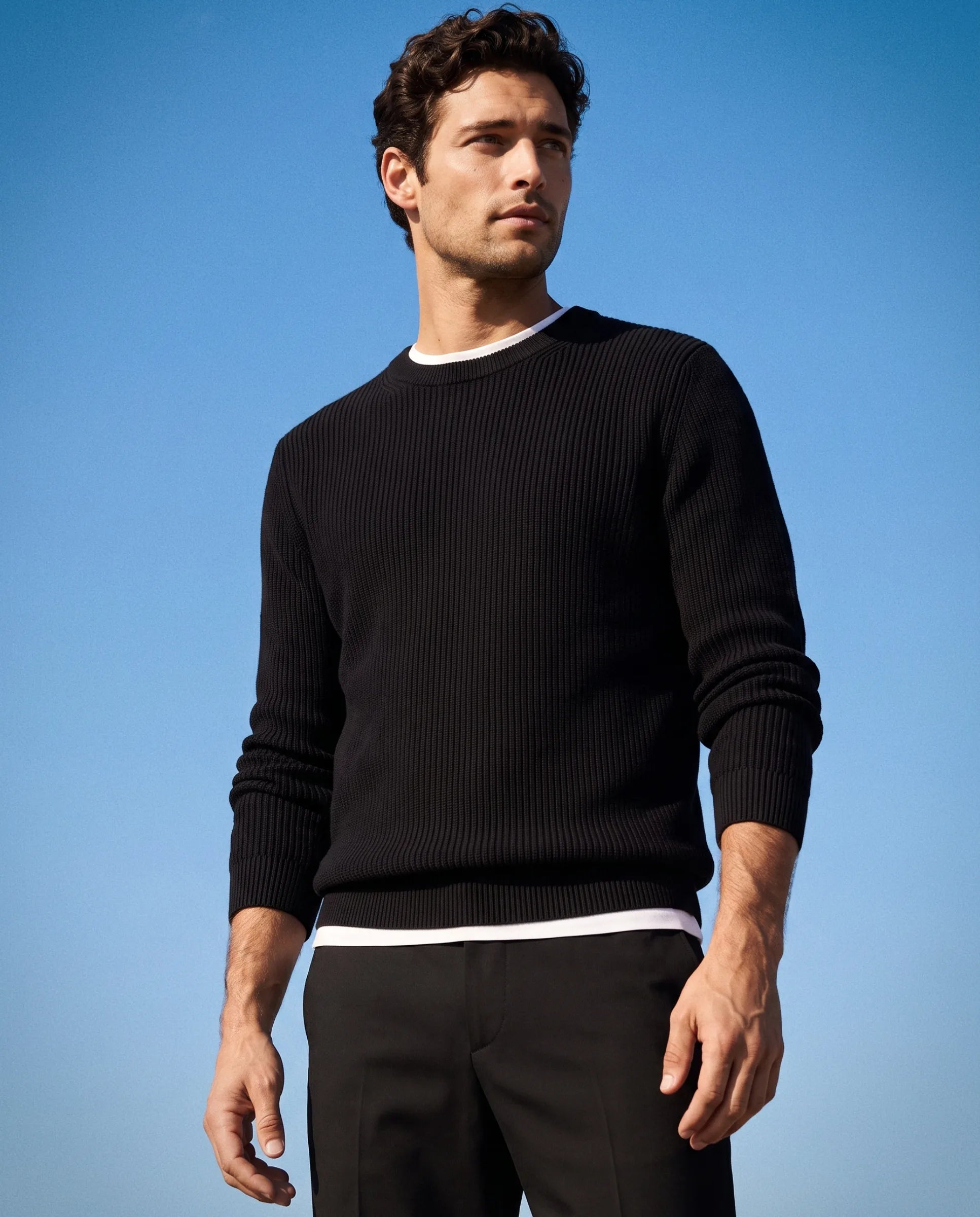 Organic Cotton Ribbed Crewneck Sweater