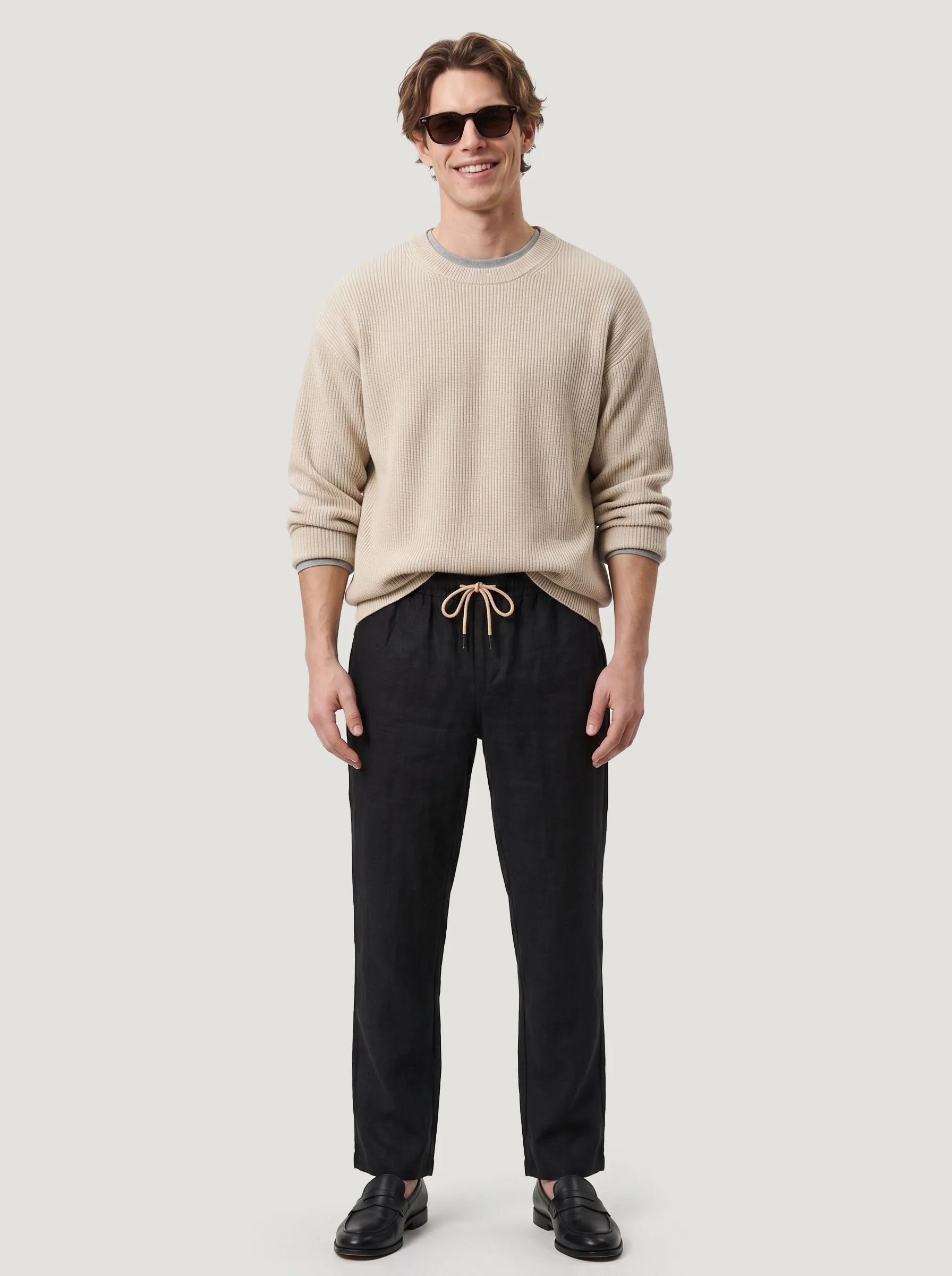 Pantaloni con coulisse in 100% lino europeo — Confezione da 2
