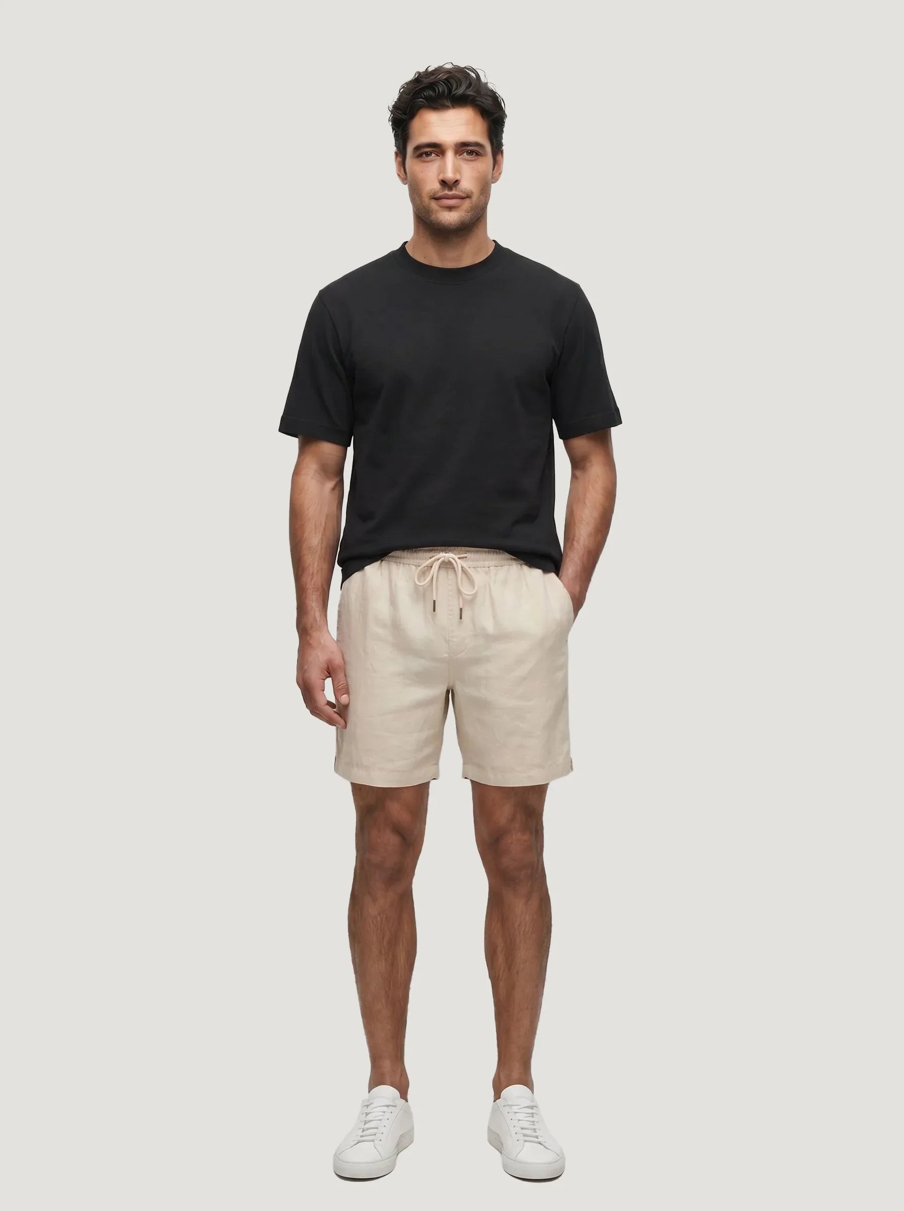 Short à cordon en 100 % lin européen — Lot de 2