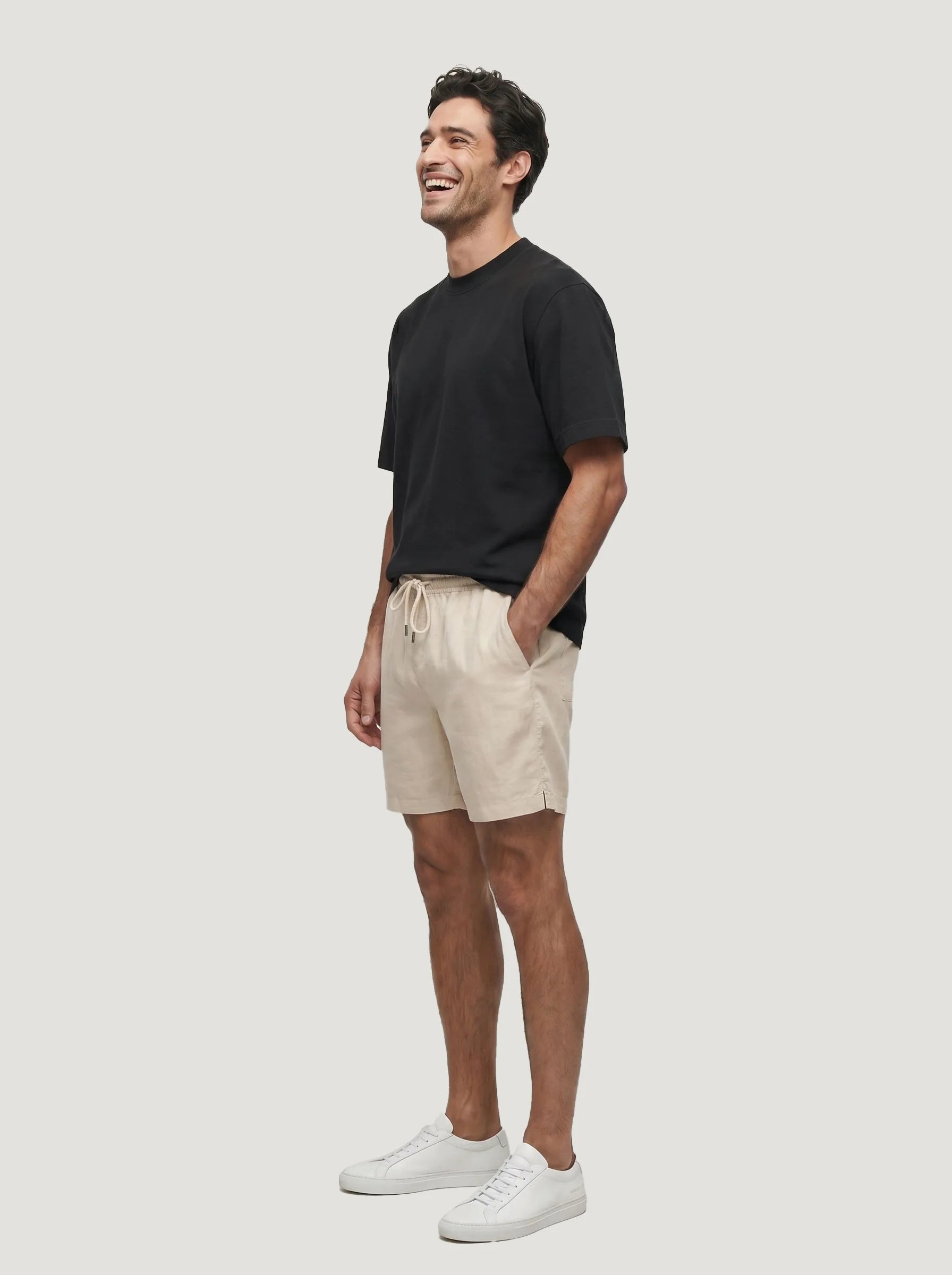 Short à cordon en 100 % lin européen