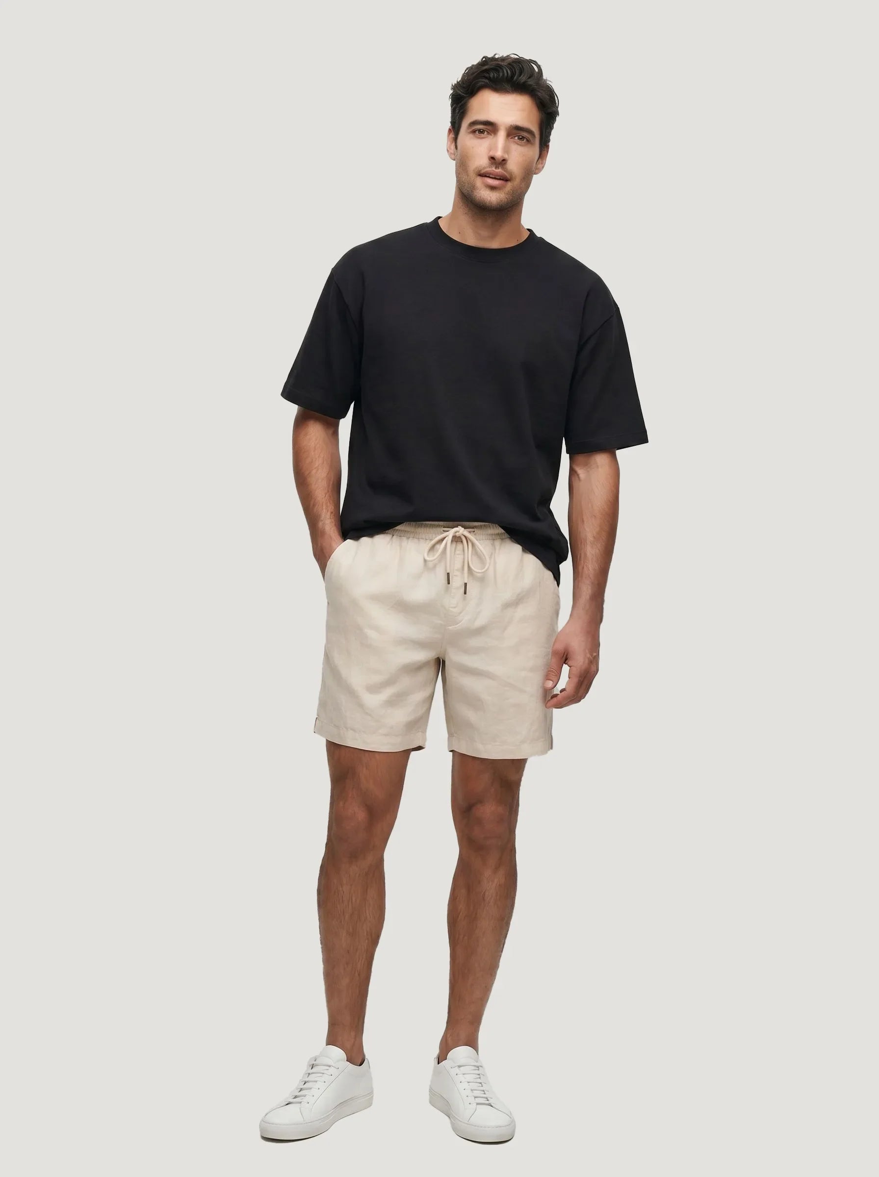 Short à cordon en 100 % lin européen — Lot de 2
