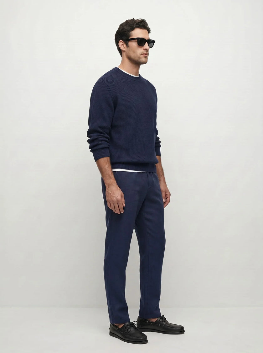 100 % europäische Leinen-Bundfaltenhose — 2er-Pack