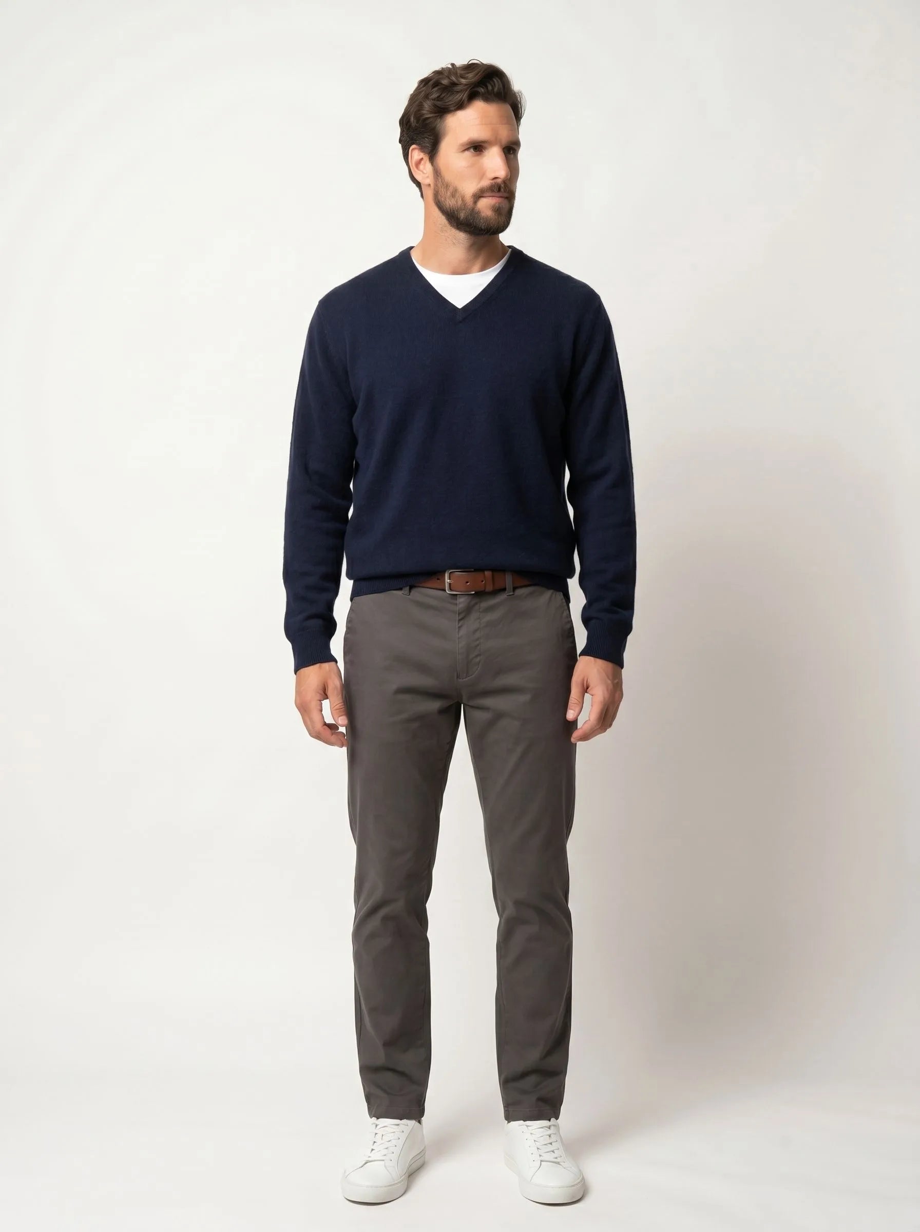 Mongolian Cashmere V-Neck Sweater