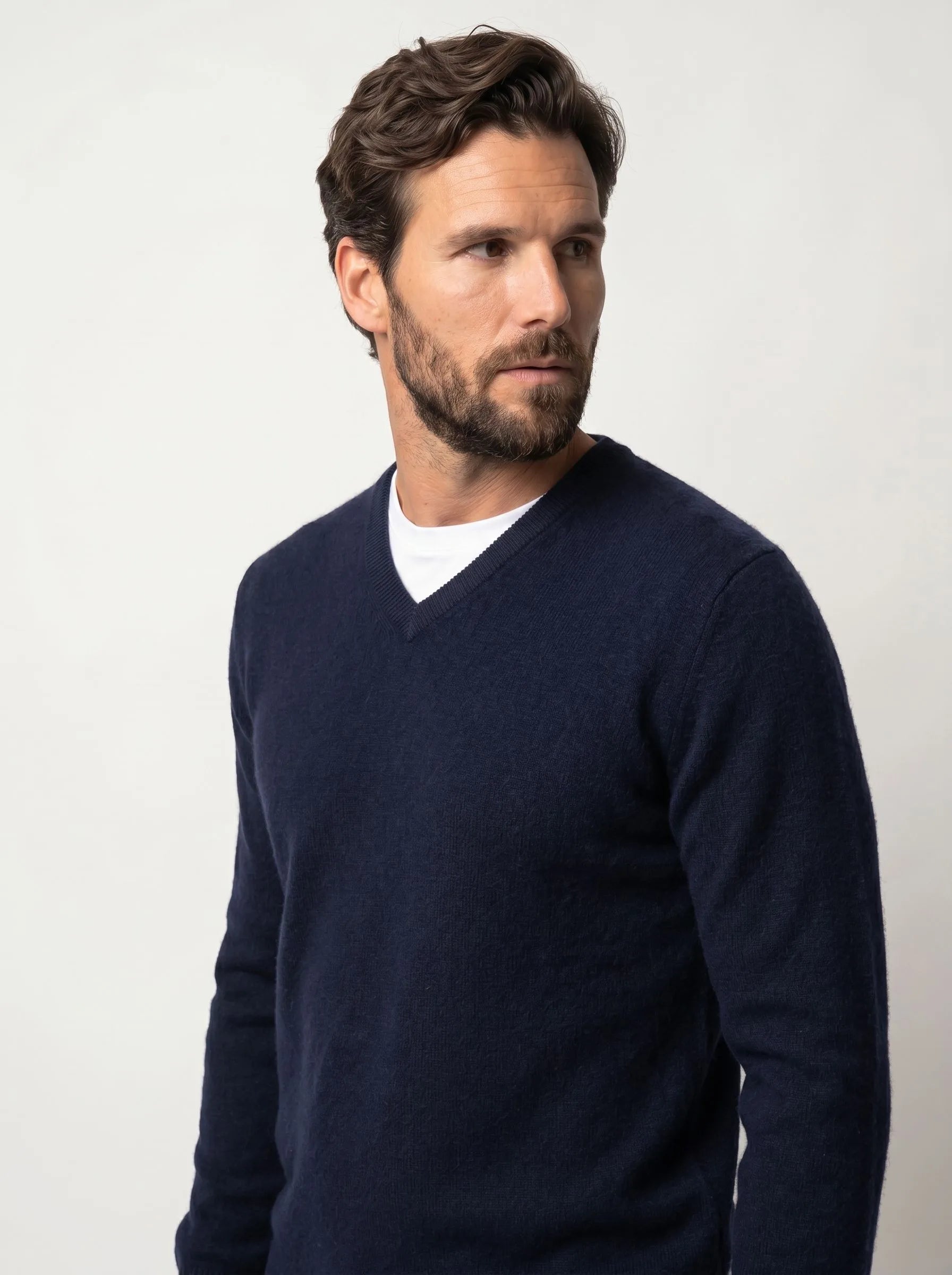 Mongolian Cashmere V-Neck Sweater