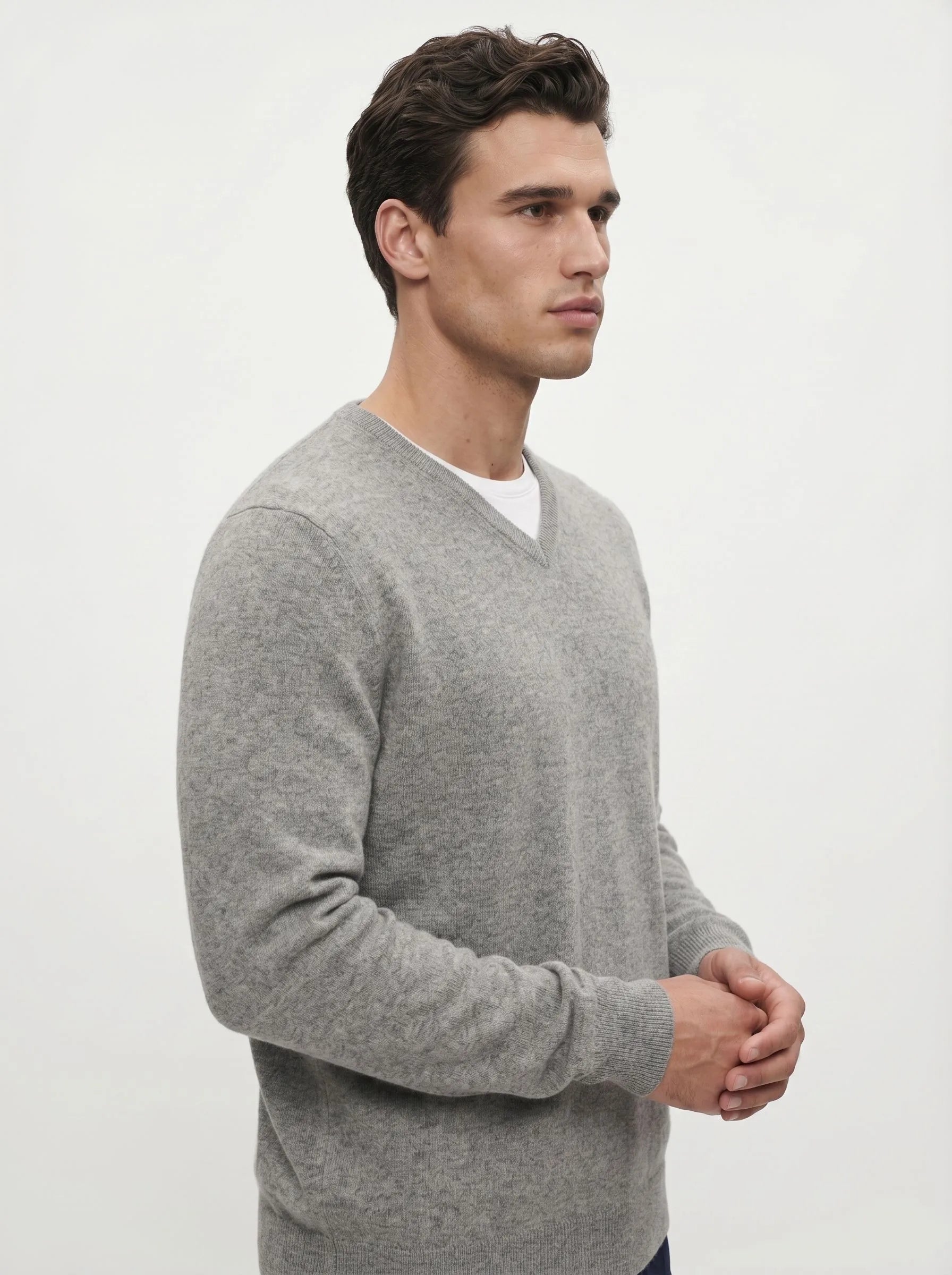 Mongolian Cashmere V-Neck Sweater