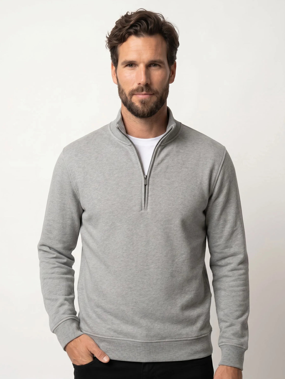 Pull demi-zip en coton biologique