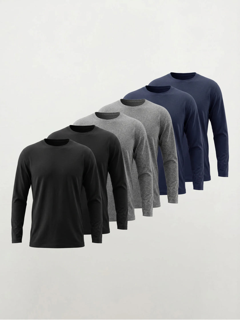 FlowBlend™ Active Langarmshirt – Rundhalsausschnitt – 6er-Pack